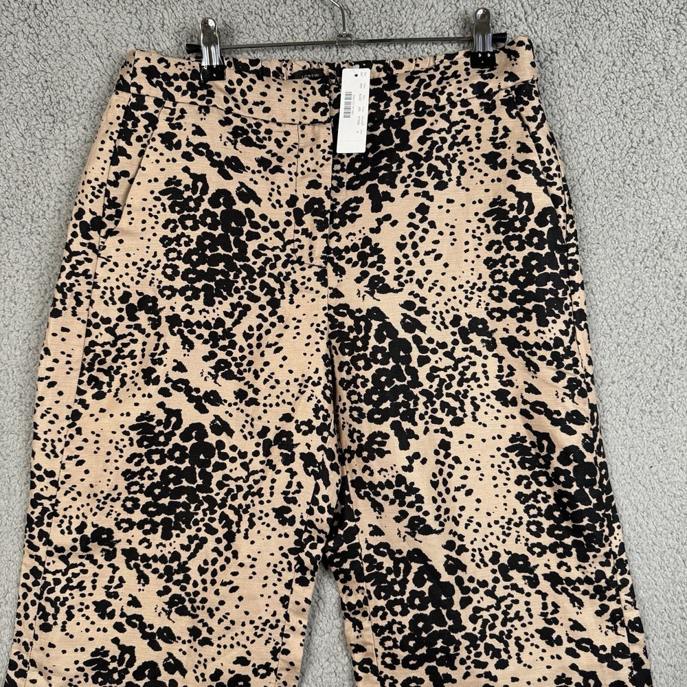 J. Crew Pants Womens 6 Leopard Print High Rise Peyton Linen Blend Wide Leg NWT - Picture 2 of 16